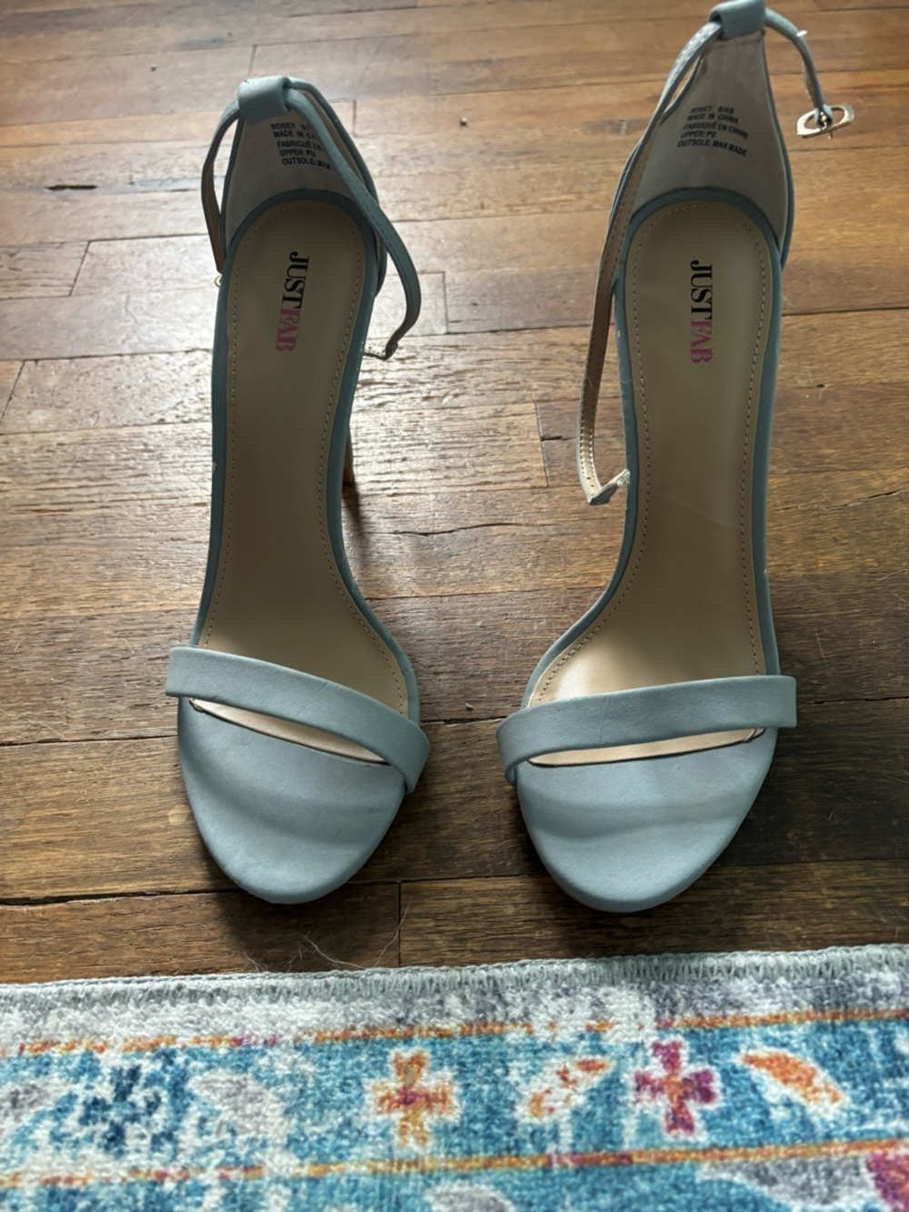 JustFab Light gray Open-Toe Ankle Strap Heels NWOB